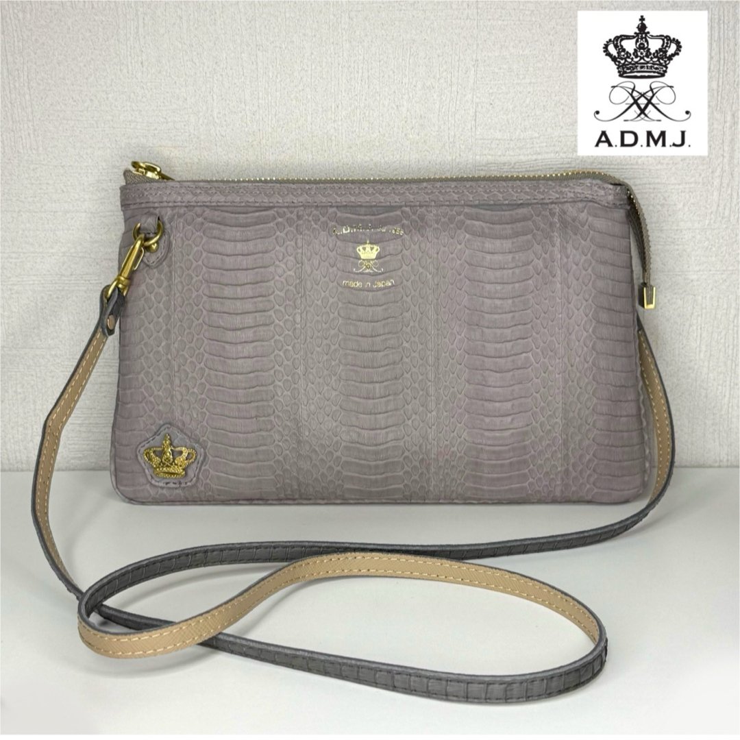 極美品 ADMJ 蛇革 ポーチウォレット A.D.M.J.